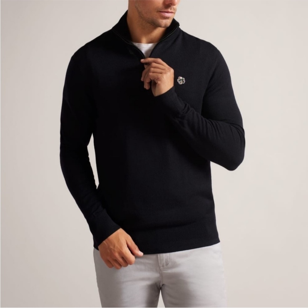 Ted Baker London Tooting Merino Wool‎ Half Zip Top XL